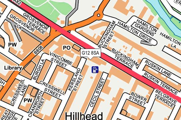 G12 8SA map - OS OpenMap – Local (Ordnance Survey)