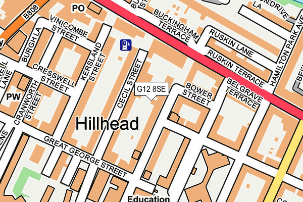 G12 8SE map - OS OpenMap – Local (Ordnance Survey)