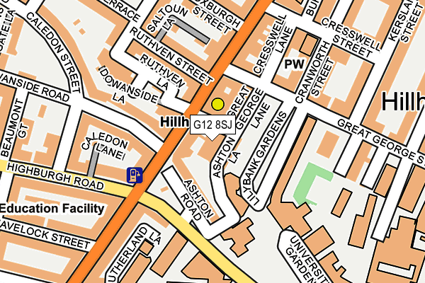 G12 8SJ map - OS OpenMap – Local (Ordnance Survey)