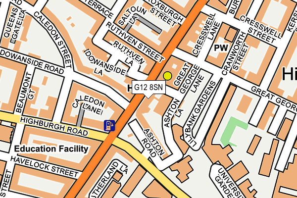 G12 8SN map - OS OpenMap – Local (Ordnance Survey)