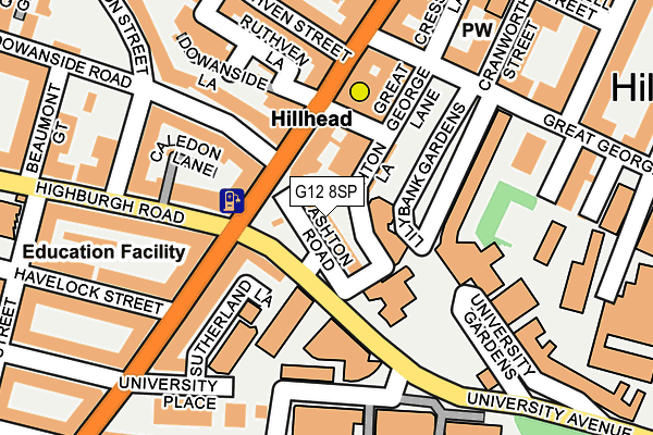 G12 8SP map - OS OpenMap – Local (Ordnance Survey)