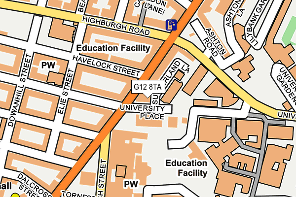 G12 8TA map - OS OpenMap – Local (Ordnance Survey)