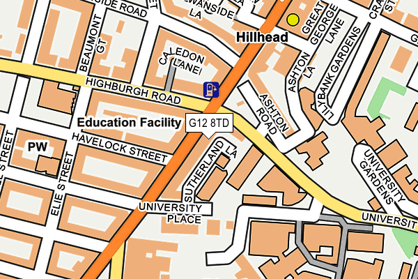 G12 8TD map - OS OpenMap – Local (Ordnance Survey)