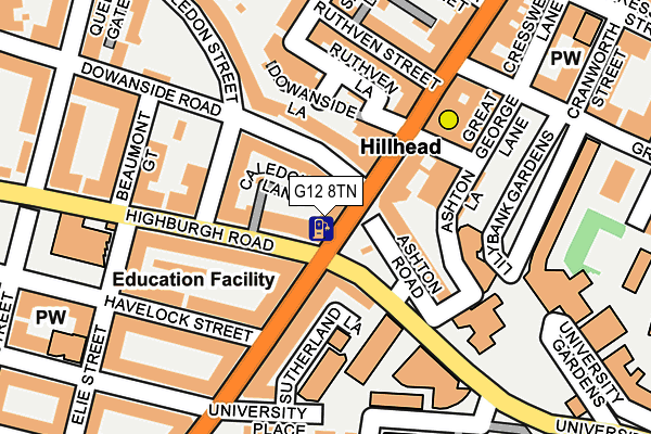 G12 8TN map - OS OpenMap – Local (Ordnance Survey)