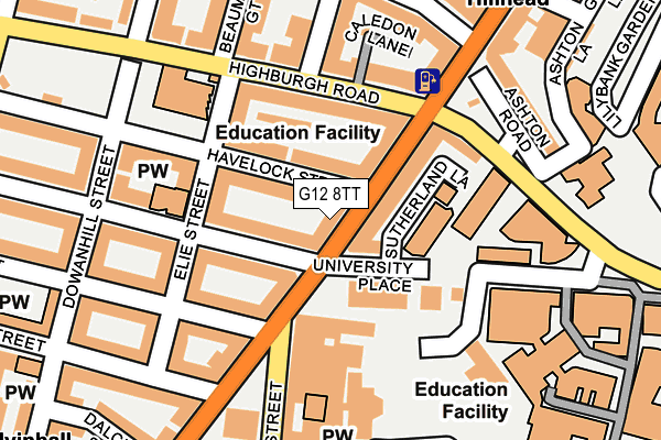 G12 8TT map - OS OpenMap – Local (Ordnance Survey)