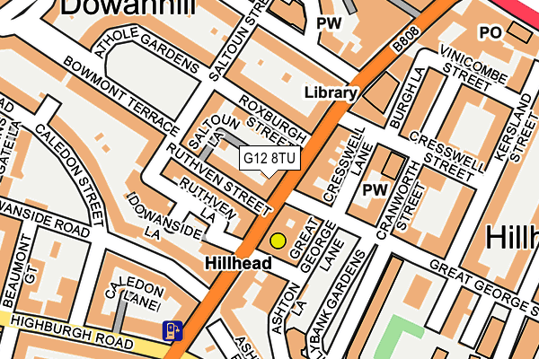 G12 8TU map - OS OpenMap – Local (Ordnance Survey)