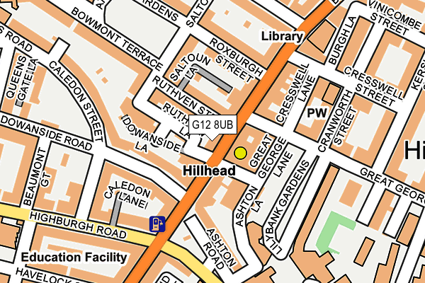 G12 8UB map - OS OpenMap – Local (Ordnance Survey)