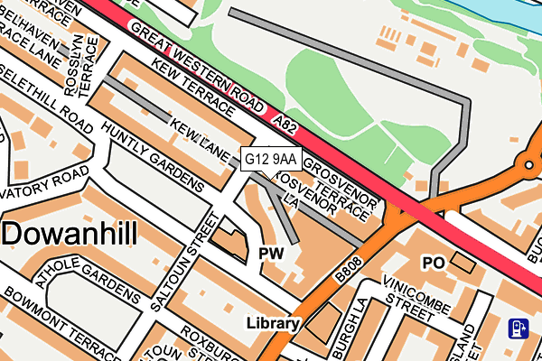 G12 9AA map - OS OpenMap – Local (Ordnance Survey)