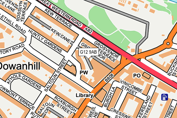 G12 9AB map - OS OpenMap – Local (Ordnance Survey)