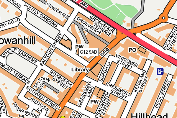 G12 9AD map - OS OpenMap – Local (Ordnance Survey)