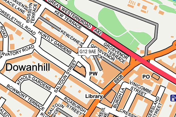 G12 9AE map - OS OpenMap – Local (Ordnance Survey)