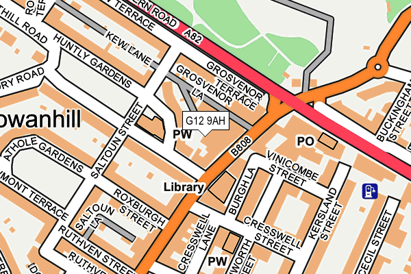 G12 9AH map - OS OpenMap – Local (Ordnance Survey)