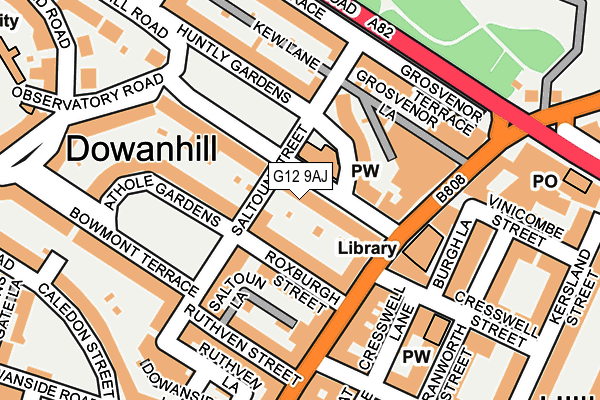 G12 9AJ map - OS OpenMap – Local (Ordnance Survey)