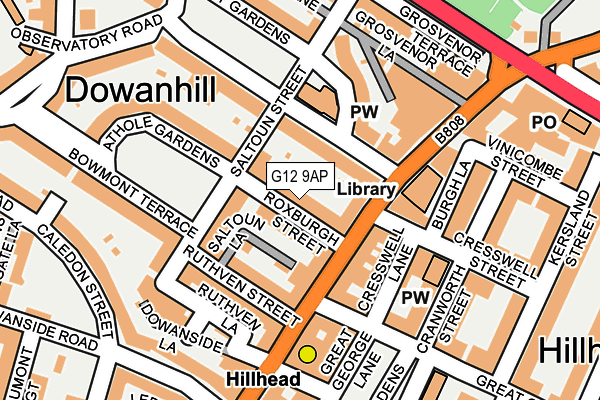 G12 9AP map - OS OpenMap – Local (Ordnance Survey)