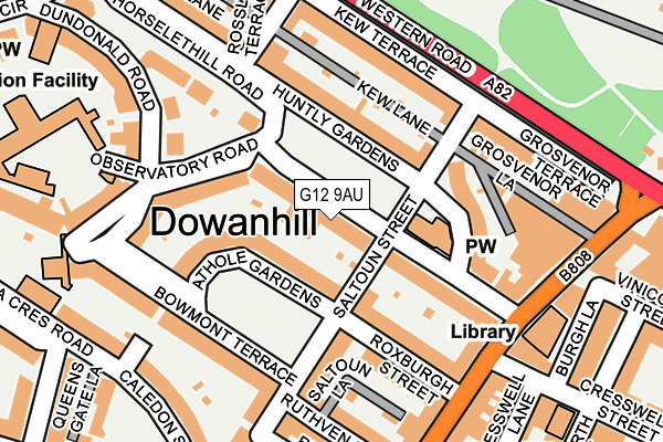 G12 9AU map - OS OpenMap – Local (Ordnance Survey)