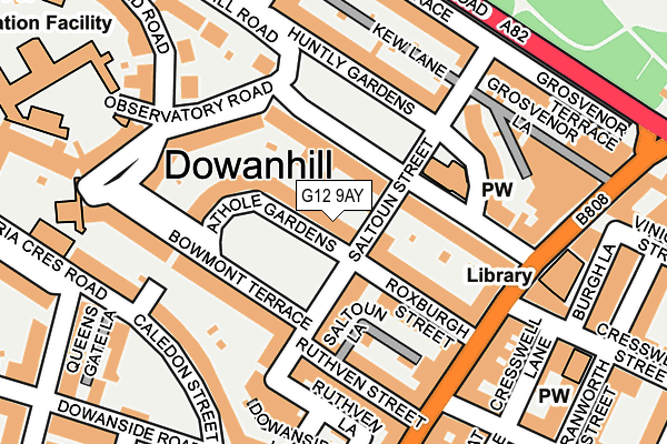G12 9AY map - OS OpenMap – Local (Ordnance Survey)