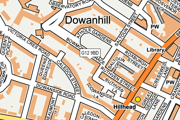 G12 9BD map - OS OpenMap – Local (Ordnance Survey)