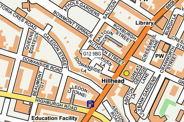 G12 9BG map - OS OpenMap – Local (Ordnance Survey)