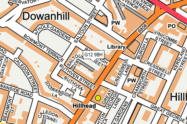 G12 9BH map - OS OpenMap – Local (Ordnance Survey)