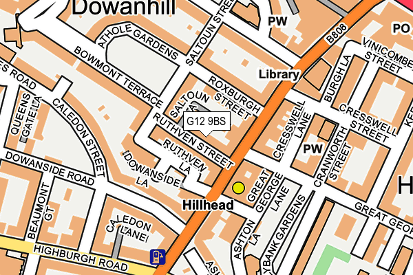 G12 9BS map - OS OpenMap – Local (Ordnance Survey)