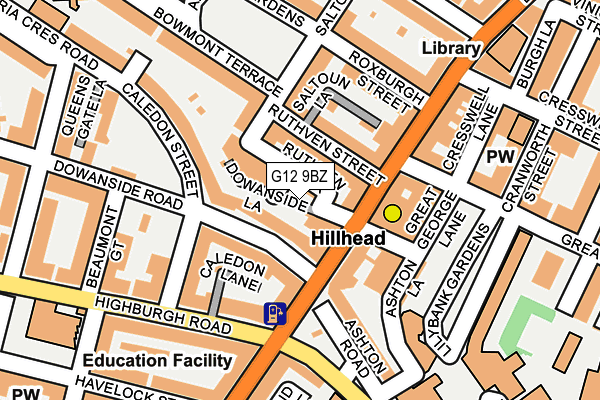 G12 9BZ map - OS OpenMap – Local (Ordnance Survey)