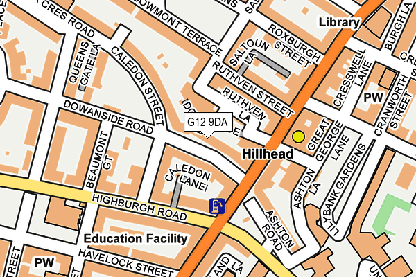 G12 9DA map - OS OpenMap – Local (Ordnance Survey)