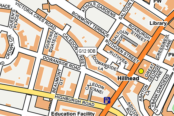 G12 9DB map - OS OpenMap – Local (Ordnance Survey)