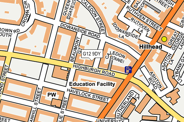 G12 9DY map - OS OpenMap – Local (Ordnance Survey)