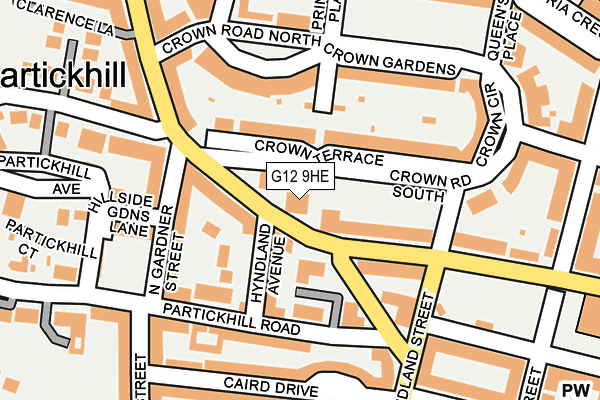 G12 9HE map - OS OpenMap – Local (Ordnance Survey)