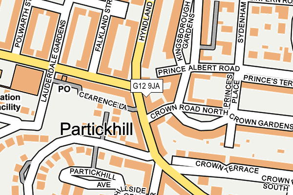 G12 9JA map - OS OpenMap – Local (Ordnance Survey)