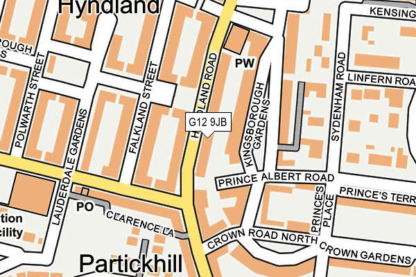 G12 9JB map - OS OpenMap – Local (Ordnance Survey)