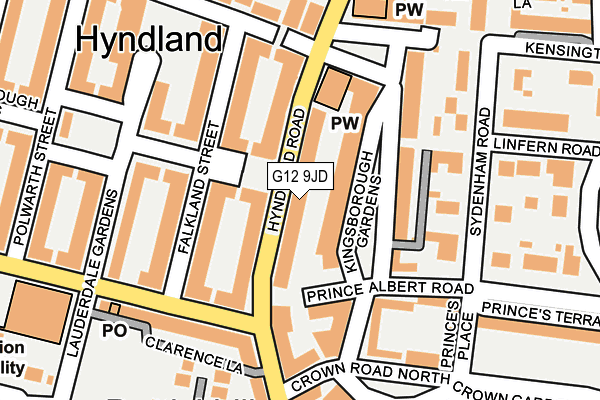 G12 9JD map - OS OpenMap – Local (Ordnance Survey)