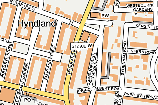 G12 9JE map - OS OpenMap – Local (Ordnance Survey)