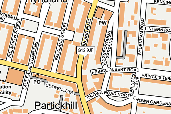 G12 9JF map - OS OpenMap – Local (Ordnance Survey)