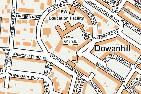 G12 9JL map - OS OpenMap – Local (Ordnance Survey)