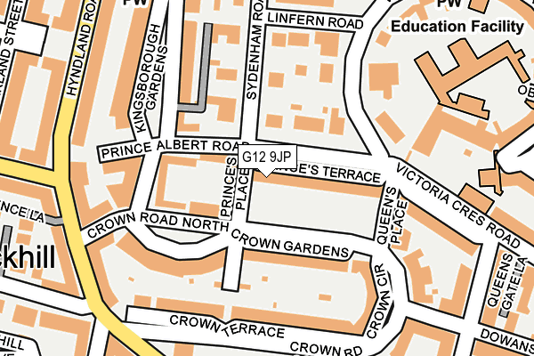G12 9JP map - OS OpenMap – Local (Ordnance Survey)