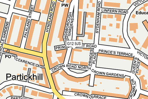 G12 9JS map - OS OpenMap – Local (Ordnance Survey)