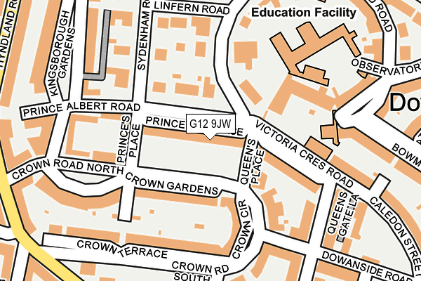 G12 9JW map - OS OpenMap – Local (Ordnance Survey)