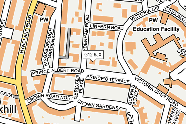 G12 9JX map - OS OpenMap – Local (Ordnance Survey)