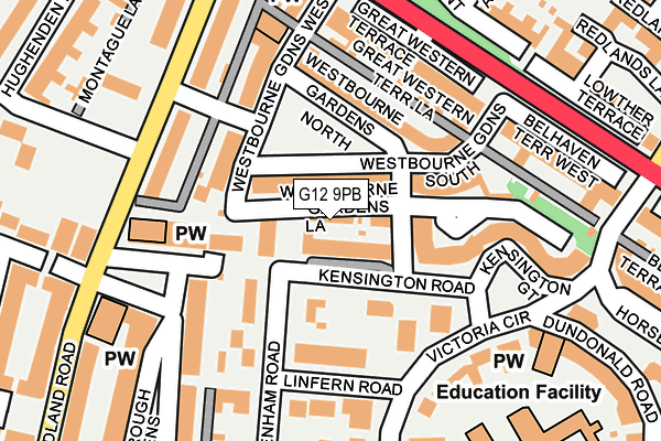 G12 9PB map - OS OpenMap – Local (Ordnance Survey)