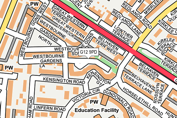 G12 9PD map - OS OpenMap – Local (Ordnance Survey)