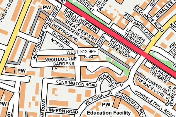 G12 9PE map - OS OpenMap – Local (Ordnance Survey)