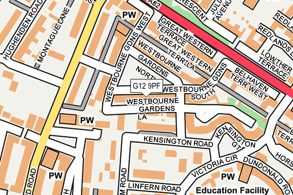 G12 9PF map - OS OpenMap – Local (Ordnance Survey)