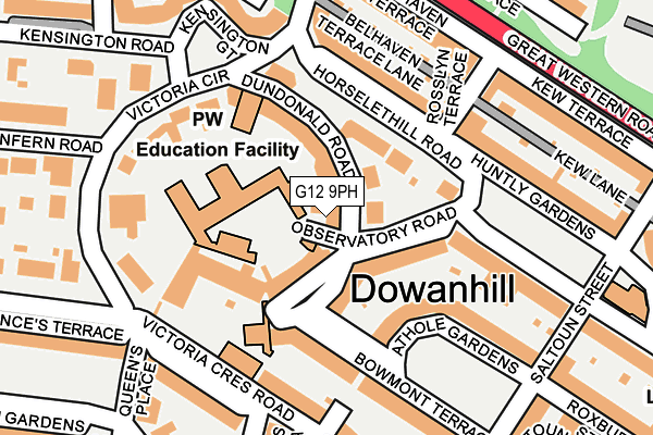 G12 9PH map - OS OpenMap – Local (Ordnance Survey)