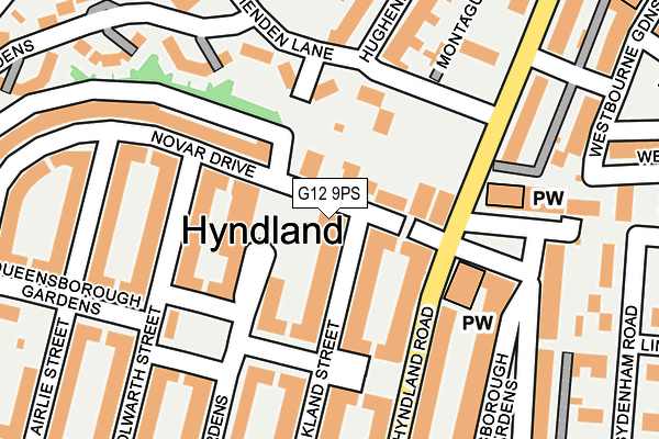 G12 9PS map - OS OpenMap – Local (Ordnance Survey)