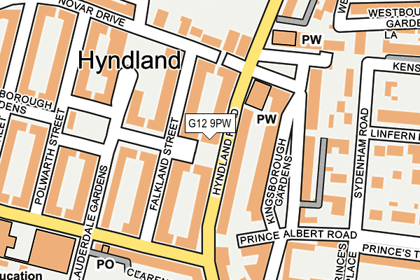 G12 9PW map - OS OpenMap – Local (Ordnance Survey)