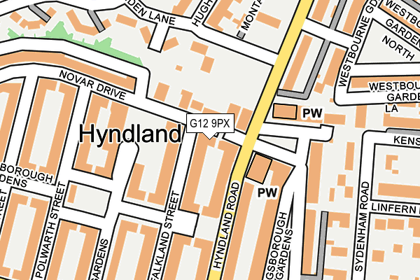 G12 9PX map - OS OpenMap – Local (Ordnance Survey)