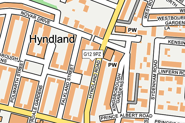 G12 9PZ map - OS OpenMap – Local (Ordnance Survey)