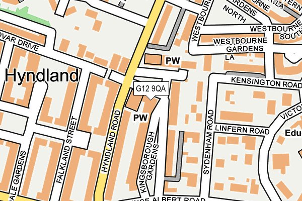 G12 9QA map - OS OpenMap – Local (Ordnance Survey)