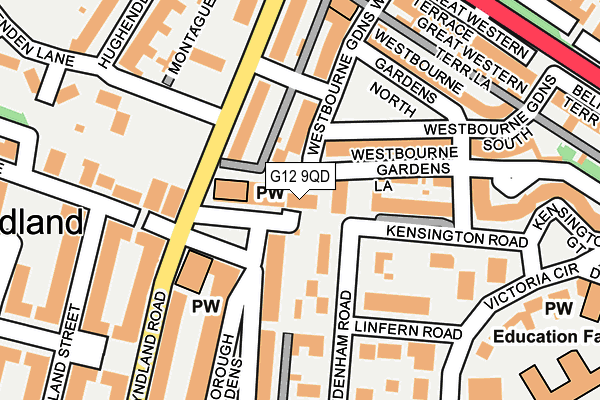 G12 9QD map - OS OpenMap – Local (Ordnance Survey)